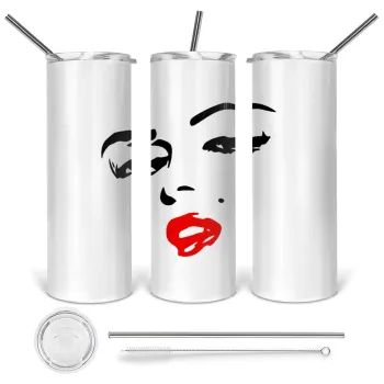 Marilyn Monroe, Tumbler ποτήρι θερμό από ανοξείδωτο ατσάλι 600ml, με μεταλλικό καλαμάκι & βούρτσα καθαρισμού