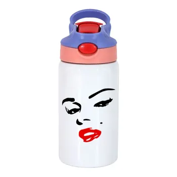 Marilyn Monroe, Παιδικό παγούρι θερμό, ανοξείδωτο, με καλαμάκι ασφαλείας, ροζ/μωβ (350ml)