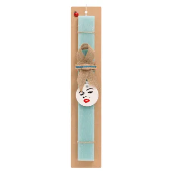 Marilyn Monroe, Easter Set, wooden keychain & aromatic flat Easter candle (30cm) (TURQUOISE)