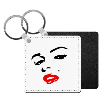 Marilyn Monroe, Μπρελόκ Δερματίνη, τετράγωνο ΜΑΥΡΟ (5x5cm)