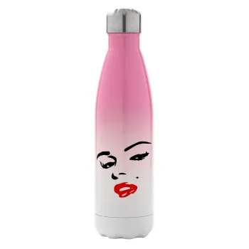 Marilyn Monroe, Metal mug thermos Pink/White (Stainless steel), double wall, 500ml