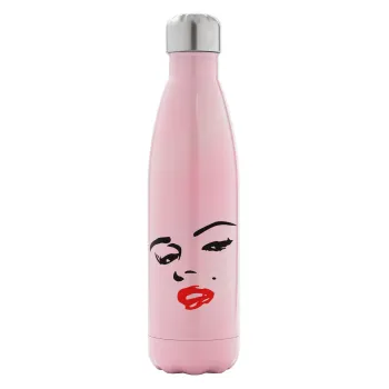 Marilyn Monroe, Metal mug thermos Pink Iridiscent (Stainless steel), double wall, 500ml