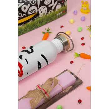 Marilyn Monroe, Πασχαλινή Λαμπάδα με παγούρι μεταλλικό (620ml, stainless steel) & κερί αρωματικό πλακέ (30cm) (ΡΟΖ)