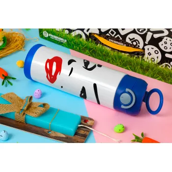 Marilyn Monroe, Easter candle, Childrens hot water bottle, stainless steel, with safety straw, BLUE (500ml)