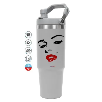 Marilyn Monroe, GREY color, 890ml (30oz) stainless Steel Tumbler with Handle