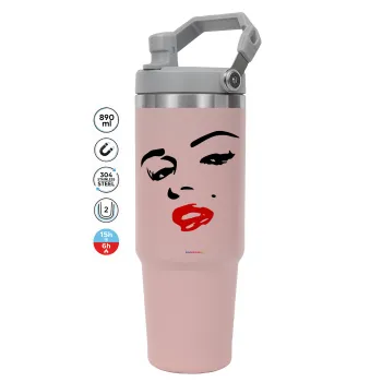 Marilyn Monroe, Pink color, 890ml (30oz) stainless Steel Tumbler with Handle