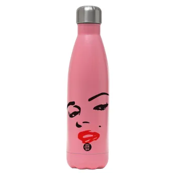Marilyn Monroe, Metal mug thermos Pink Mat (Stainless steel), double wall, 500ml