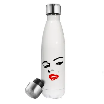 Marilyn Monroe, Metal mug thermos White (Stainless steel), double wall, 500ml