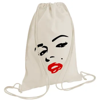 Marilyn Monroe, Backpack bag GYMBAG natural (28x40cm)