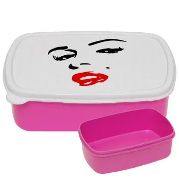 Marilyn Monroe, ΡΟΖ παιδικό δοχείο φαγητού (lunchbox) πλαστικό (BPA-FREE) Lunch Βox M18 x Π13 x Υ6cm