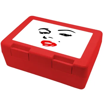 Marilyn Monroe, Παιδικό δοχείο κολατσιού ΚΟΚΚΙΝΟ 185x128x65mm (BPA free πλαστικό)