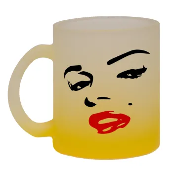 Marilyn Monroe, Κούπα γυάλινη δίχρωμη με βάση το κίτρινο ματ, 330ml