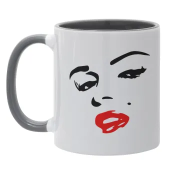 Marilyn Monroe, Κούπα χρωματιστή γκρι, κεραμική, 330ml