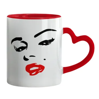 Marilyn Monroe, Κούπα καρδιά χερούλι κόκκινη, κεραμική, 330ml