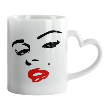 Marilyn Monroe, Κούπα καρδιά χερούλι λευκή, κεραμική, 330ml