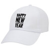 Happy new year, Καπέλο ενηλίκων Jockey Λευκό (snapback, 5-φύλλο, unisex)
