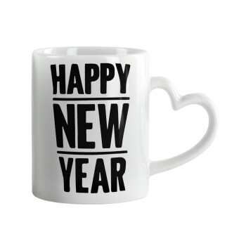 Happy new year, Mug heart handle, ceramic, 330ml