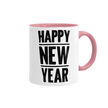 Happy new year, Mug colored pink, ceramic, 330ml