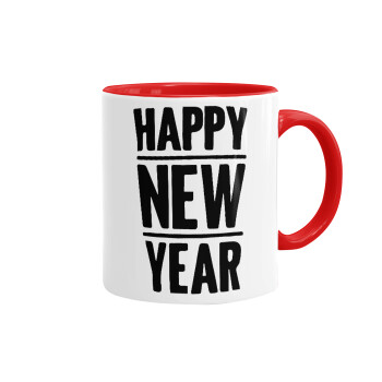 Happy new year, Mug colored red, ceramic, 330ml