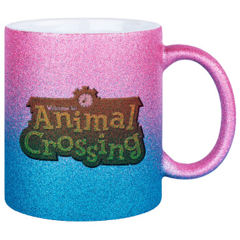 Animal Crossing, Κούπα Χρυσή/Μπλε Glitter, κεραμική, 330ml