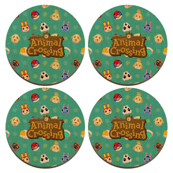 Animal Crossing, ΣΕΤ x4 Σουβέρ ξύλινα στρογγυλά plywood (9cm)