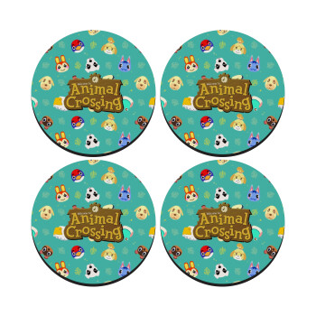 Animal Crossing, SET of 4 round wooden coasters (9cm)