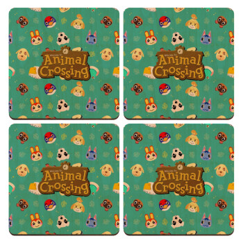 Animal Crossing, ΣΕΤ x4 Σουβέρ ξύλινα τετράγωνα plywood (9cm)