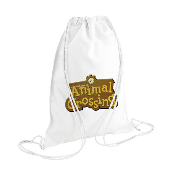 Animal Crossing, Τσάντα πλάτης πουγκί GYMBAG λευκή (28x40cm)