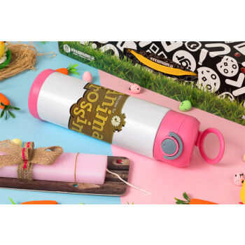 Animal Crossing, Easter candle, Childrens hot water bottle, stainless steel, with safety straw, PINK (500ml)