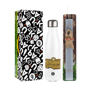 Animal Crossing, Easter candle, metallic white thermos bottle (500ml) & aromatic flat candle (30cm) (GRAY)