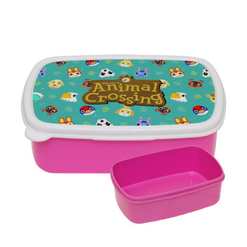 Animal Crossing, ΡΟΖ παιδικό δοχείο φαγητού (lunchbox) πλαστικό (BPA-FREE) Lunch Βox M18 x Π13 x Υ6cm