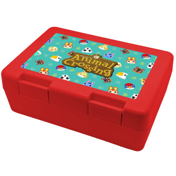 Animal Crossing, Παιδικό δοχείο κολατσιού ΚΟΚΚΙΝΟ 185x128x65mm (BPA free πλαστικό)