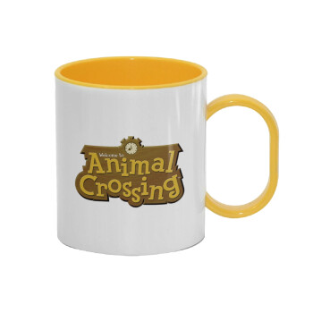 Animal Crossing, Κούπα (πλαστική) (BPA-FREE) Polymer Κίτρινη για παιδιά, 330ml