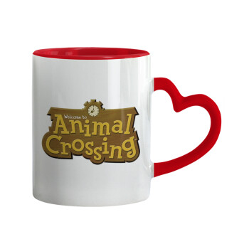 Animal Crossing, Κούπα καρδιά χερούλι κόκκινη, κεραμική, 330ml