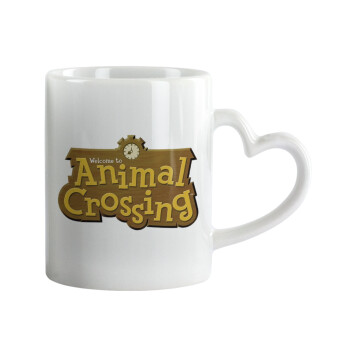 Animal Crossing, Κούπα καρδιά χερούλι λευκή, κεραμική, 330ml
