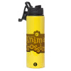 Metallic water bottle with safety lid, 850ml aluminum