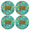 SET of 4 round wooden coasters (9cm)