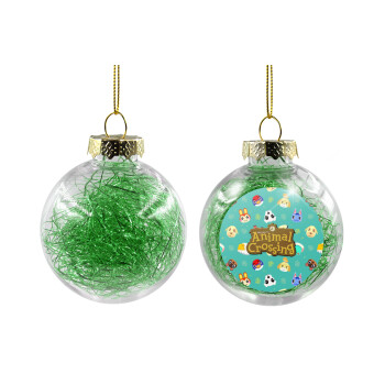 Animal Crossing, Transparent Christmas tree ball ornament with green filling 8cm