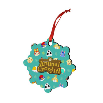 Animal Crossing, Χριστουγεννιάτικο στολίδι snowflake ξύλινο 7.5cm