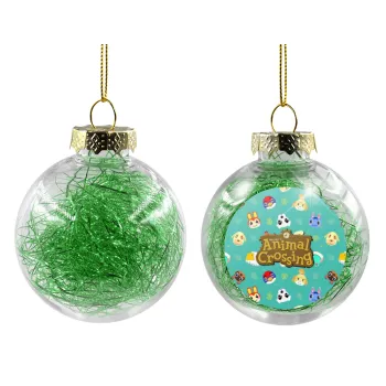 Animal Crossing, Transparent Christmas tree ball ornament with green filling 8cm