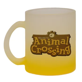 Animal Crossing, Κούπα γυάλινη δίχρωμη με βάση το κίτρινο ματ, 330ml