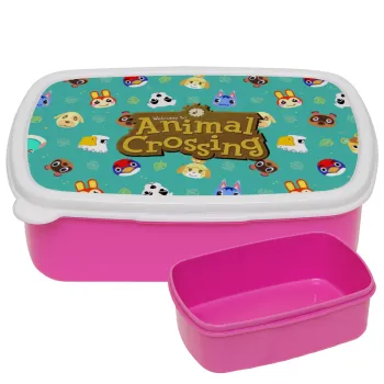 Animal Crossing, ΡΟΖ παιδικό δοχείο φαγητού (lunchbox) πλαστικό (BPA-FREE) Lunch Βox M18 x Π13 x Υ6cm