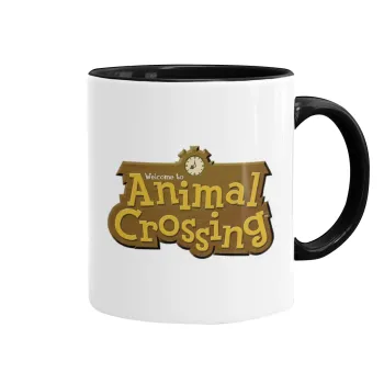 Animal Crossing, Κούπα χρωματιστή μαύρη, κεραμική, 330ml
