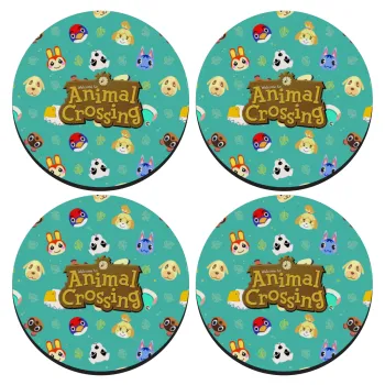 Animal Crossing, SET of 4 round wooden coasters (9cm)