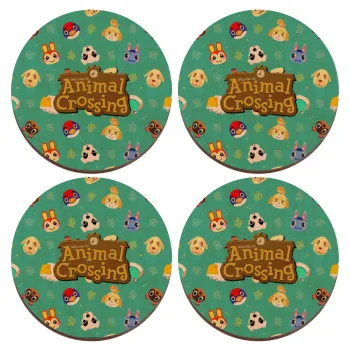Animal Crossing, ΣΕΤ x4 Σουβέρ ξύλινα στρογγυλά plywood (9cm)