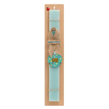 Animal Crossing, Easter Set, wooden keychain & aromatic flat Easter candle (30cm) (TURQUOISE)