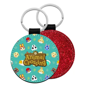 Animal Crossing, Μπρελόκ Δερματίνη, στρογγυλό ΚΟΚΚΙΝΟ (5cm)