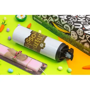 Animal Crossing, Easter candle,Travel Tumbler 2 Lids, with metal straw & cleaning brush & aromatic flat candle (30cm) (PINK)