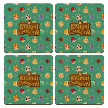Animal Crossing, ΣΕΤ x4 Σουβέρ ξύλινα τετράγωνα plywood (9cm)