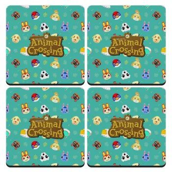 Animal Crossing, ΣΕΤ 4 Σουβέρ ξύλινα τετράγωνα (9cm)